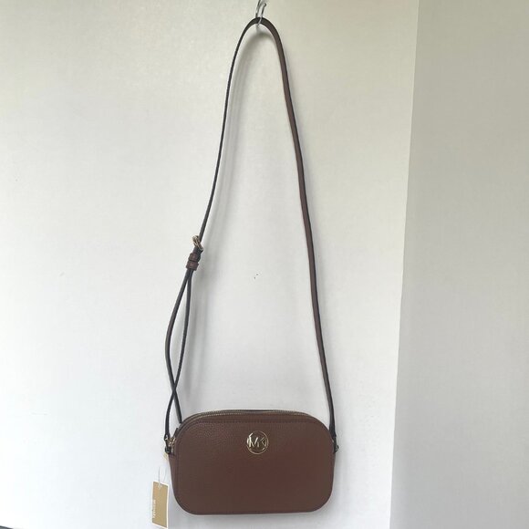 Michael Kors Fulton Small Double Zip Leather Crossbody Bag Brown - Picture 8 of 13